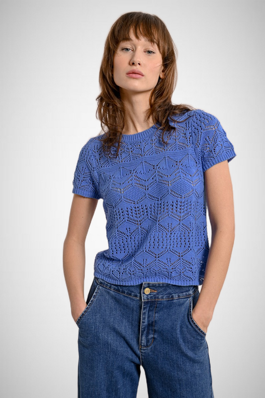 Semi-Sheer Crochet T-Shirt Sweater (8254909579472)