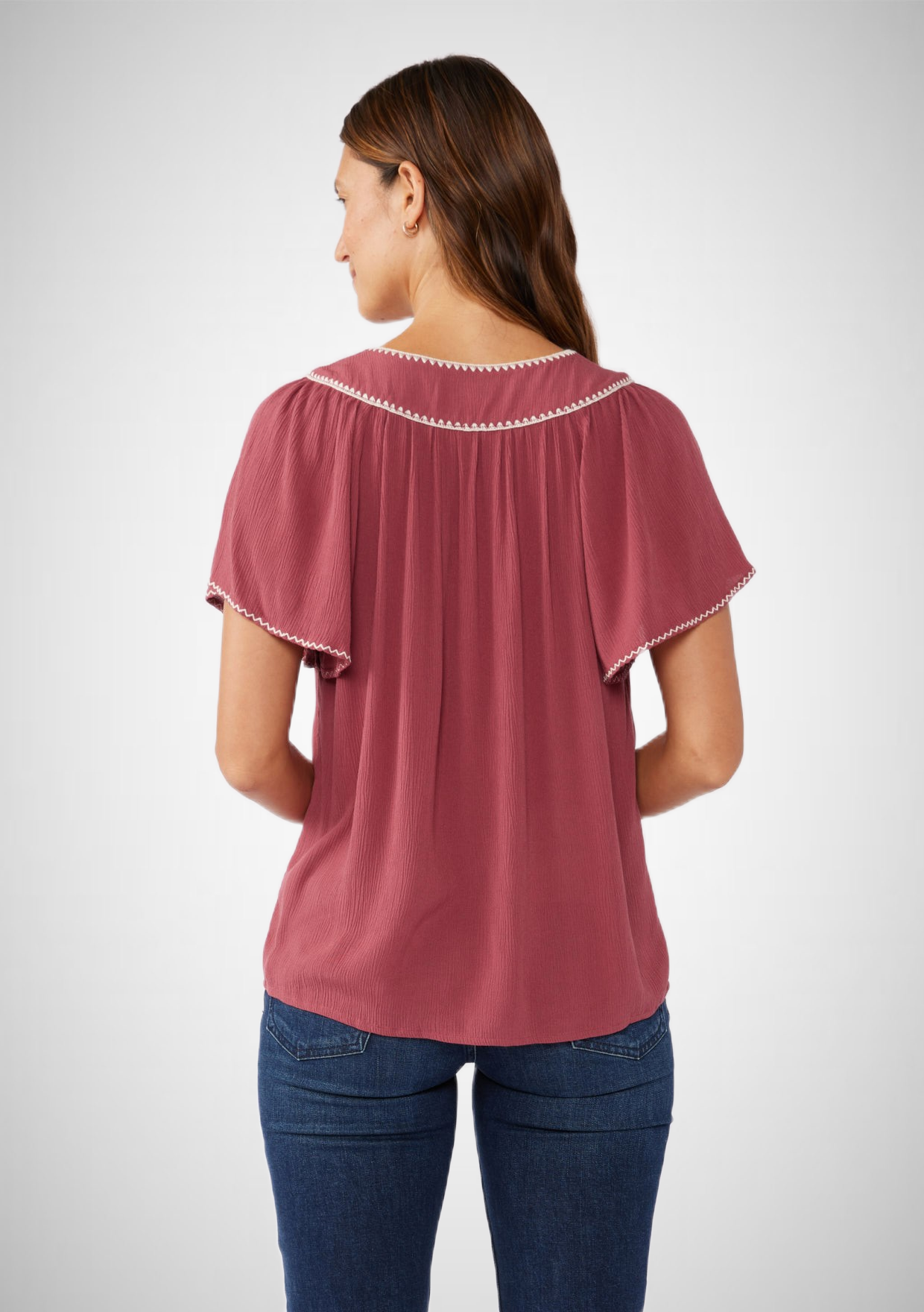 Embroidered Flutter Sleeve Top (8261795938512)