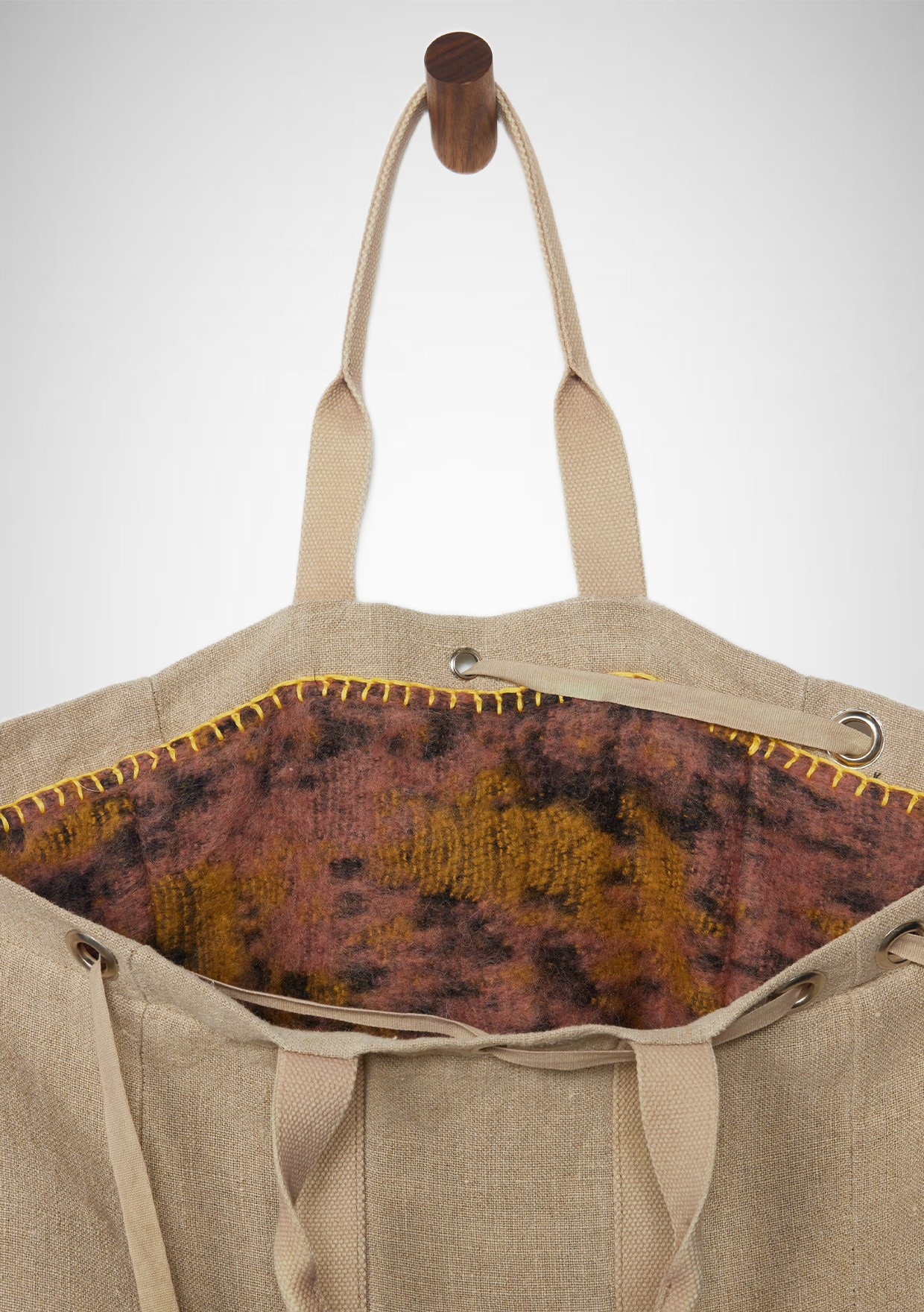 Reversible Fuzzy Contrast Tie-Dye Shopper Tote Bag (8261796200656)