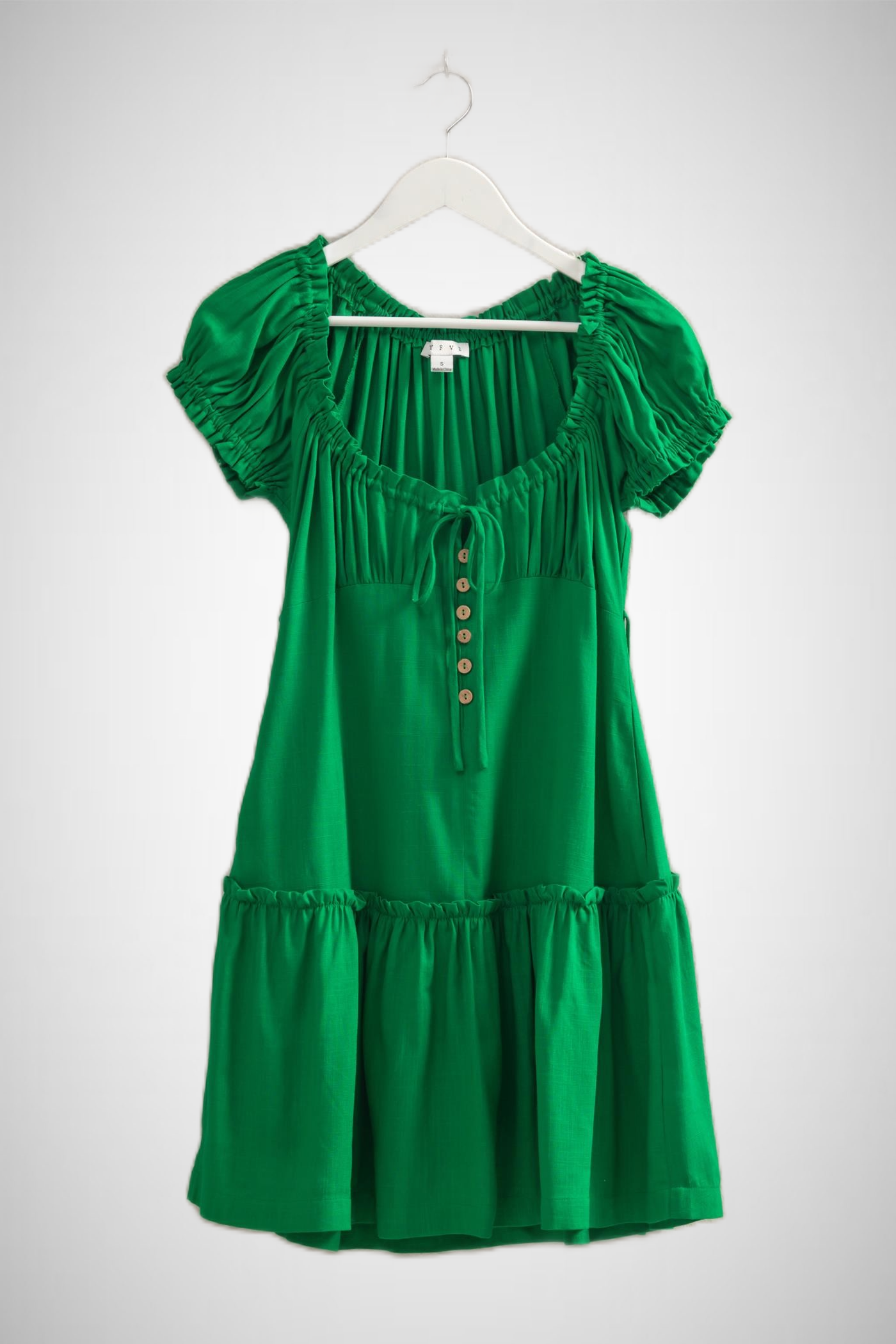 Ruched Short Sleeve Linen Mini Dress (8268850233552)