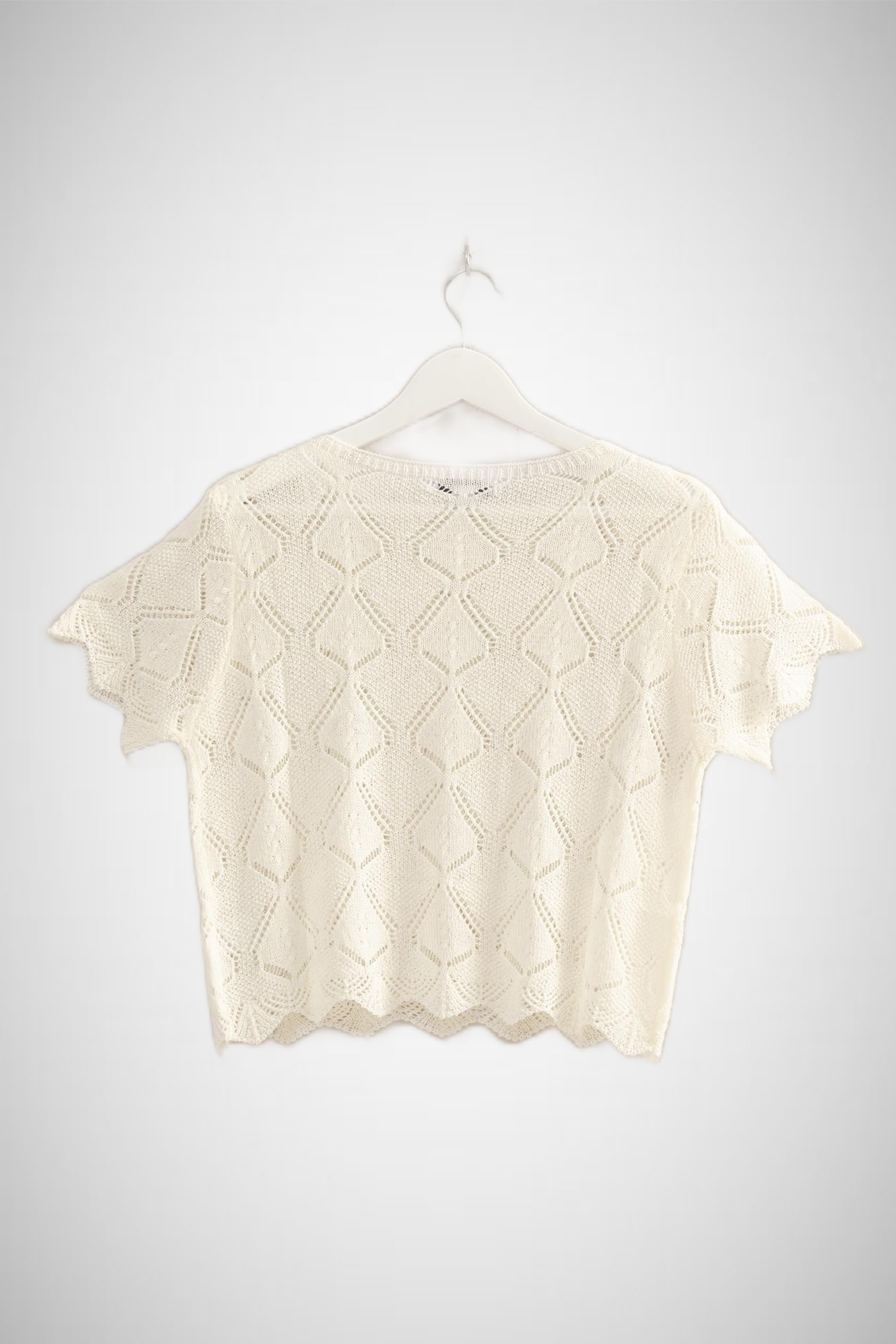 Short Sleeve Open Stitch Crochet Top (8268851249360)