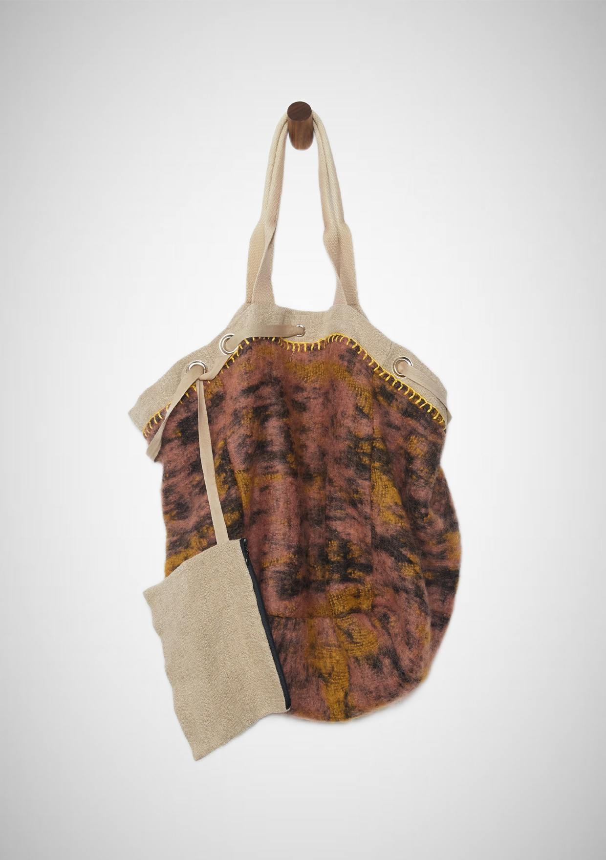 Reversible Fuzzy Contrast Tie-Dye Shopper Tote Bag (8261796200656)