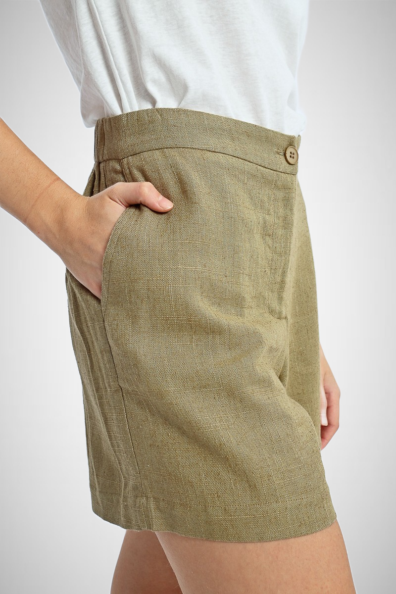 High Waist Linen Shorts (8254910103760)