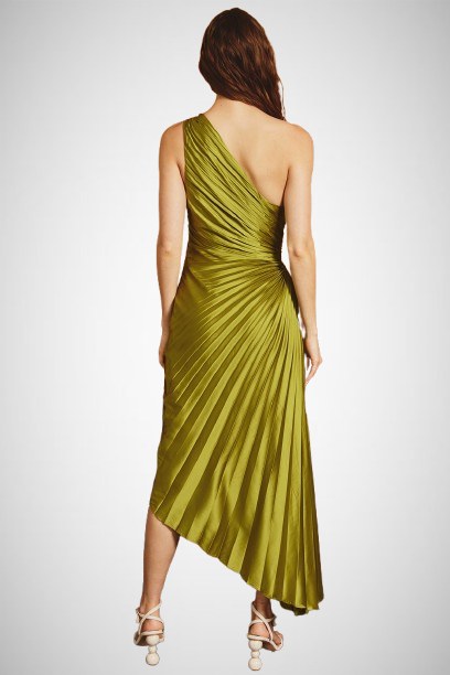 Asymmetrical Pleated Maxi Dress (8160306200784)