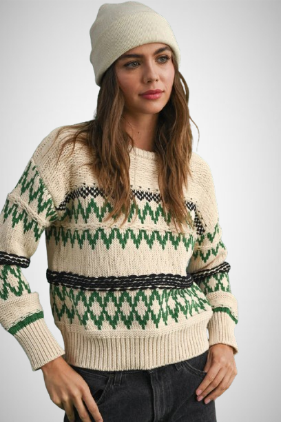 Multi Color Aztec Pattern Sweater Top (8160631783632)