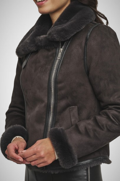 Faux fur biker jacket discount