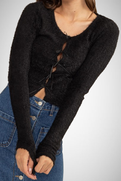 Fuzzy Top With Front Bow Tie (8163195191504)