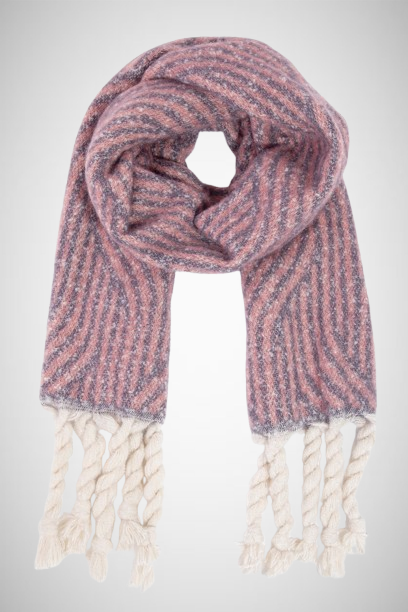 Soft Striped Fringe Oblong Scarf (8163187425488)