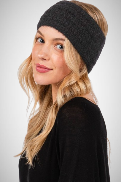 Fuzzy Cable Knit Headband (8163186868432)