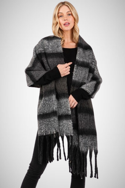 Multi Color Striped Blanket Scarf (8163187491024)