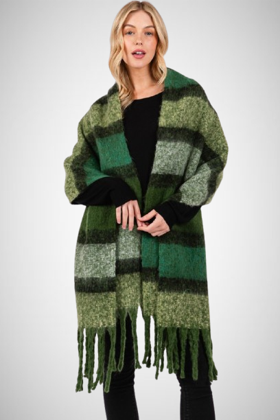 Multi Color Striped Blanket Scarf (8163187491024)