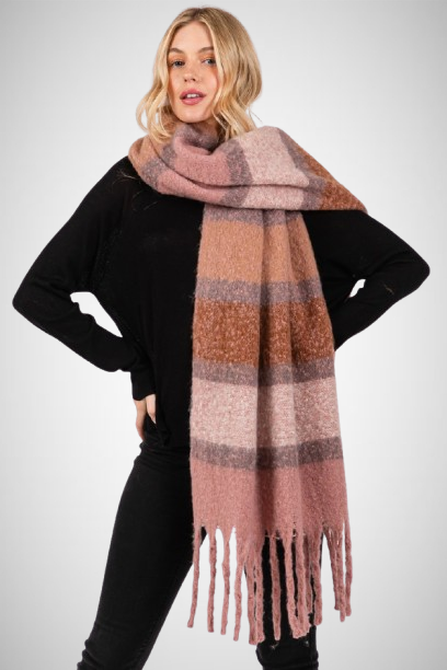 Multi Color Striped Blanket Scarf (8163187491024)