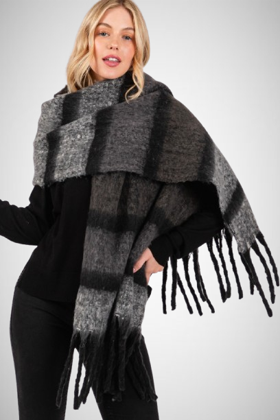 Multi Color Striped Blanket Scarf (8163187491024)