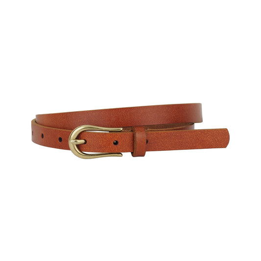 Basic Skinny Leather Belt with Equestrian Buckle (7332765237456)