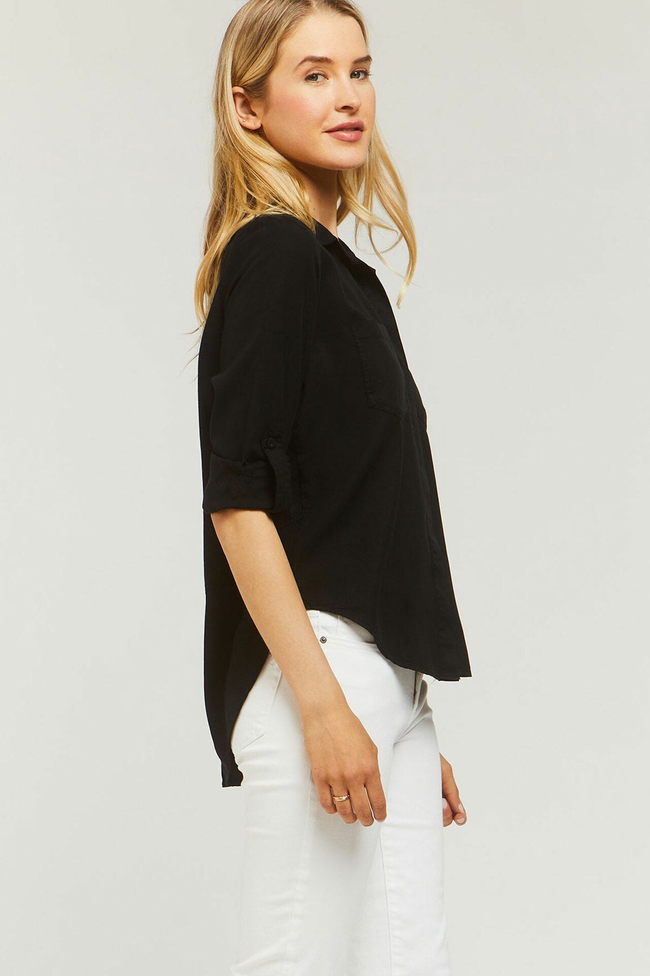 VELVET HEART - Riley Rolled Sleeves Button Down Shirt with Pockets (7336257945808)