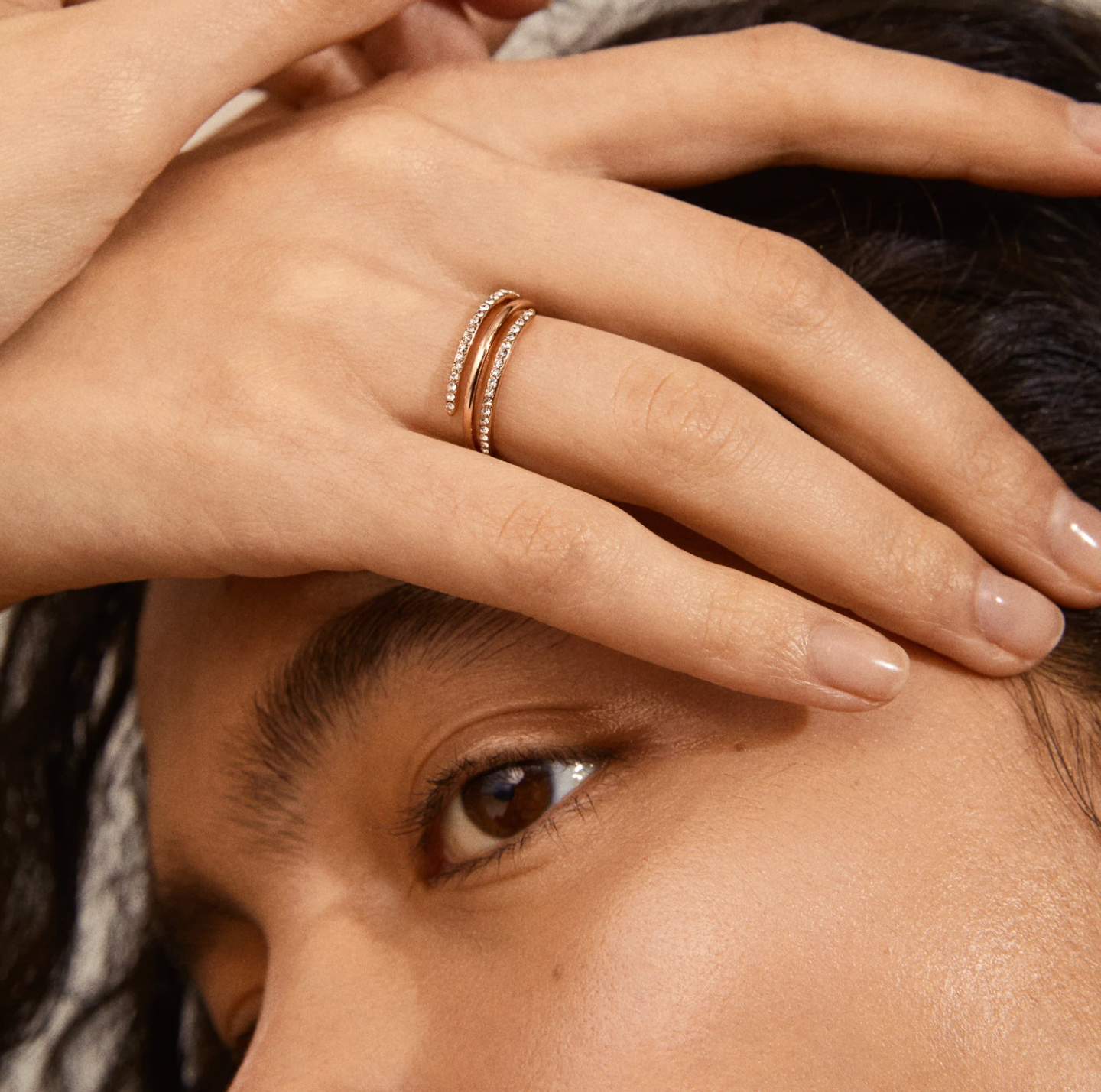 Pilgrim Ring : Serenity : Crystal Rose-Gold plated (6816725467344)