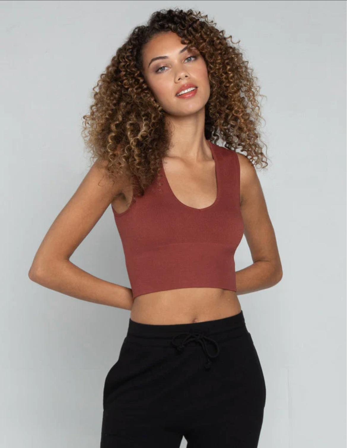 Bamboo Deep V Rib Top (9Colors) (6768632299728)