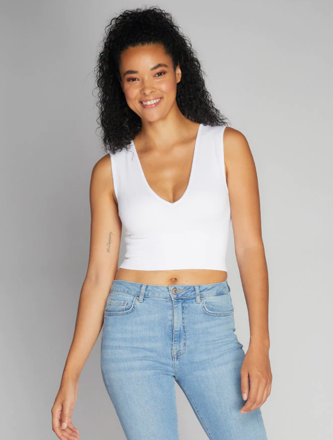 Bamboo Deep V Rib Top (9Colors) (6768632299728)