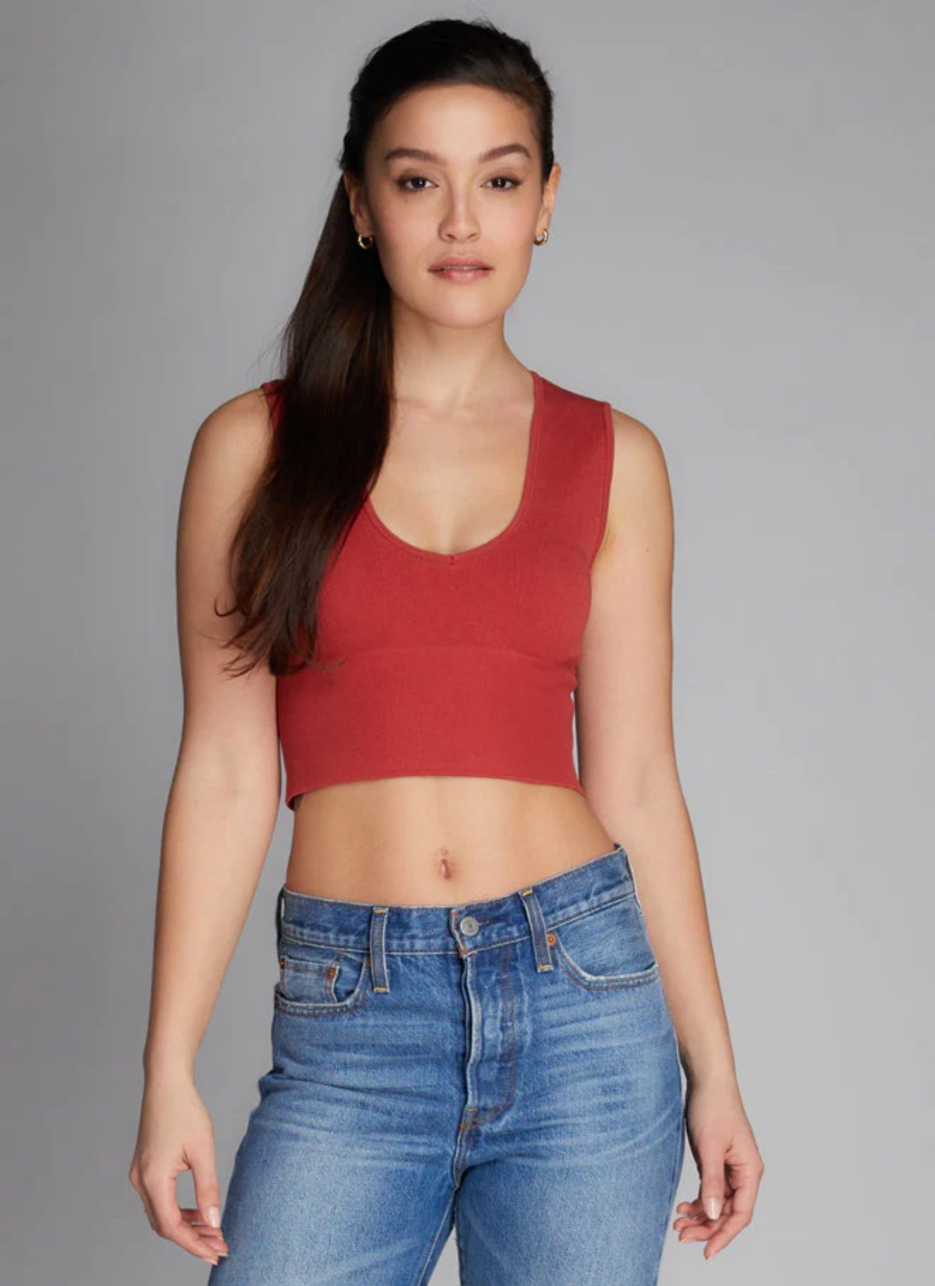 C'est Moi - Bamboo Deep V Rib Top (9Colors) (6768632299728)
