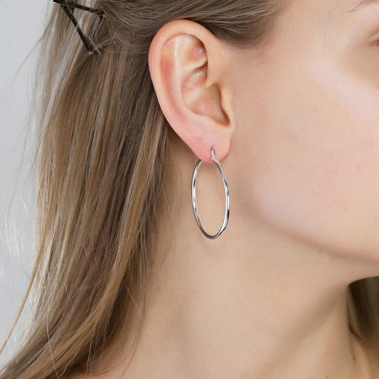 PILGRIM Earrings: LAYLA 40 mm Hoops (Plated Silver) (7724935905488)