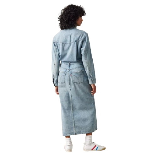 Western Denim Midi Dress (8154159677648)