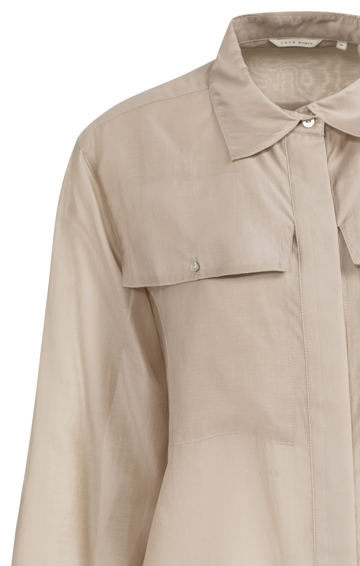 Sheer Blouse With Chest Pocket