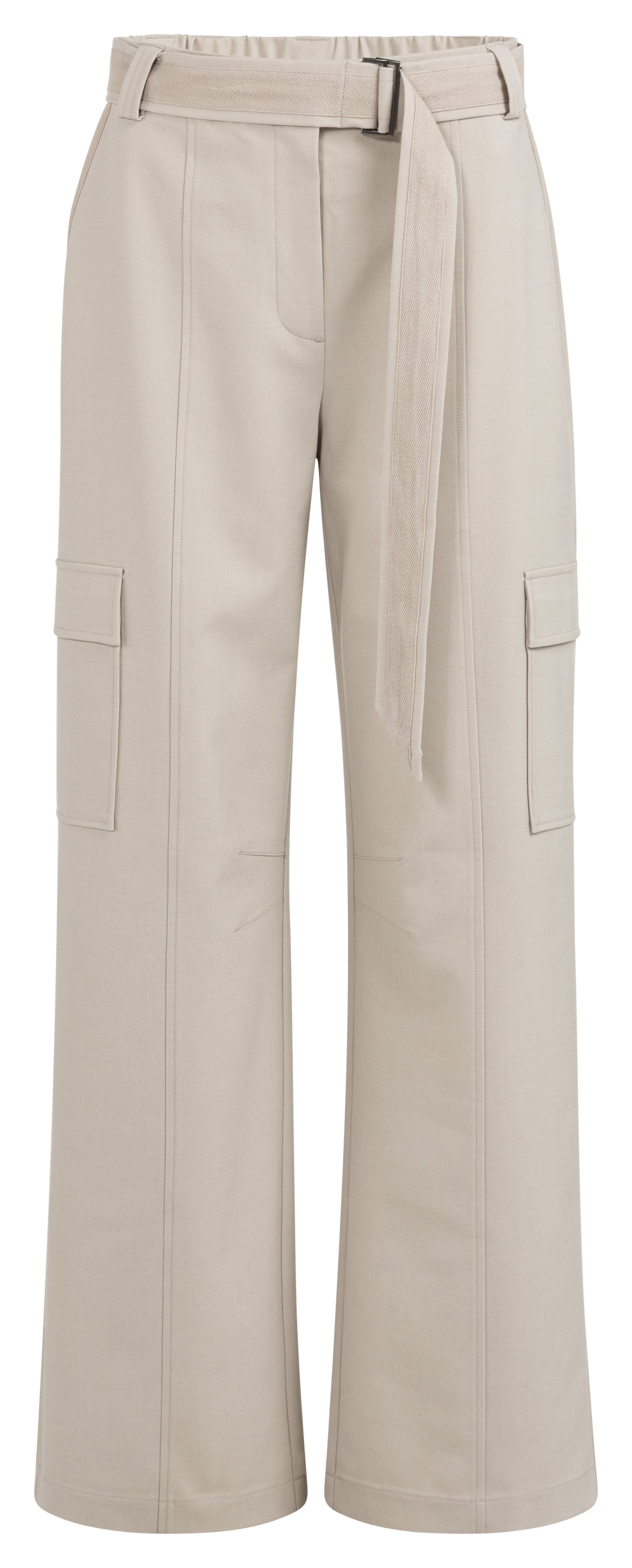 Trousers with cargo pockets, wide legs and matching belt