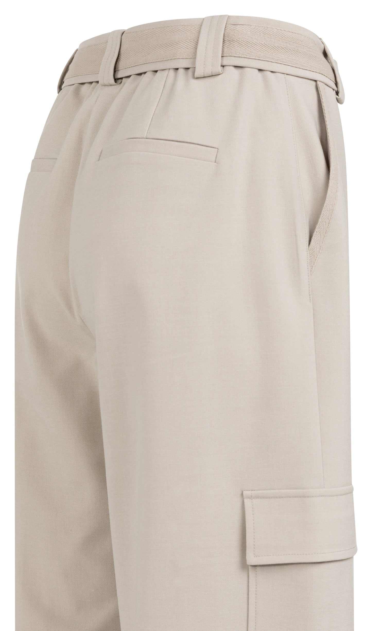 Trousers with cargo pockets, wide legs and matching belt