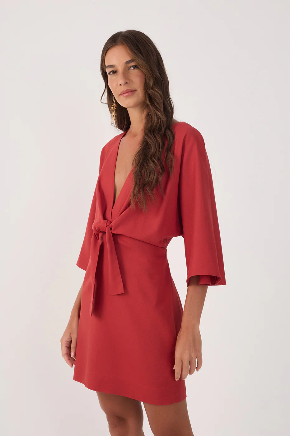Knot Kimono Sleeve Mini Dress