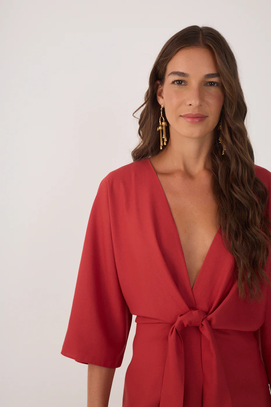 Knot Kimono Sleeve Mini Dress