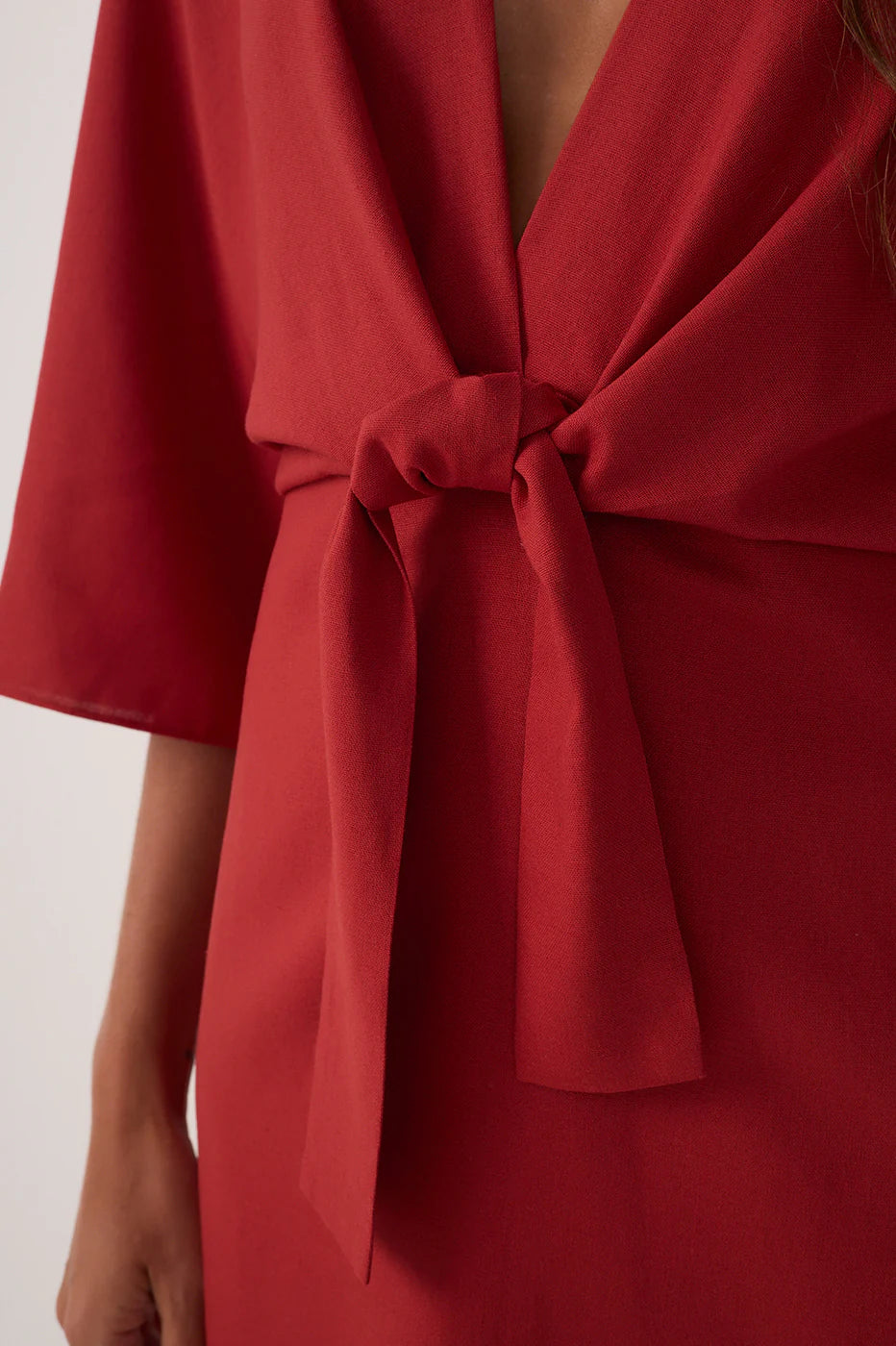 Knot Kimono Sleeve Mini Dress