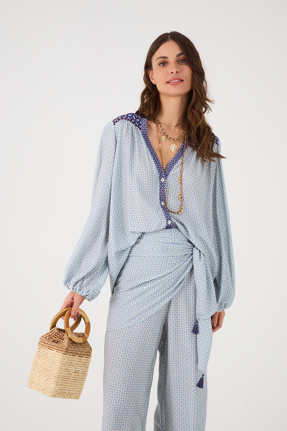 Tile Button Blouse (8338489901264)