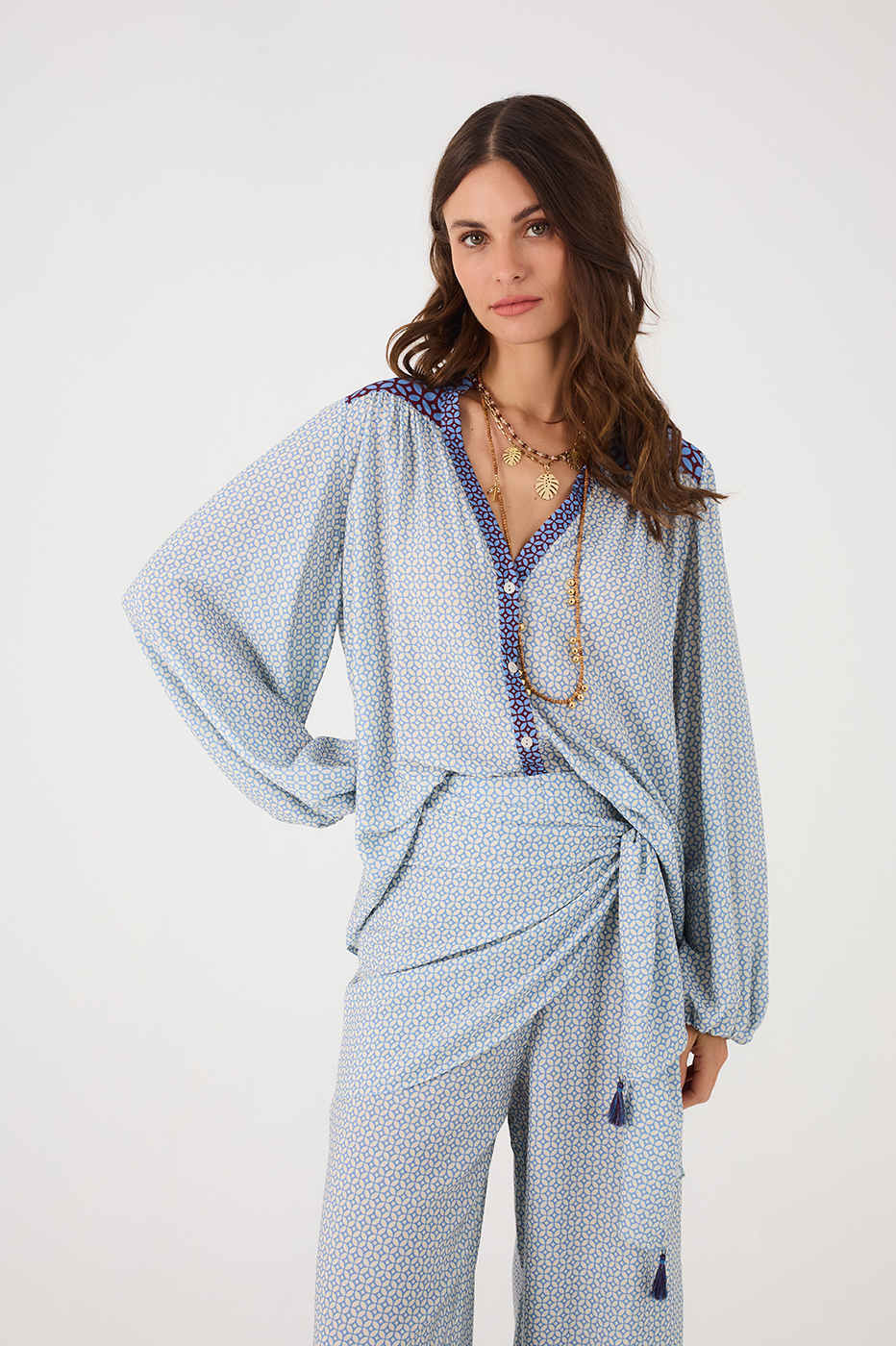 Tile Button Blouse (8338489901264)