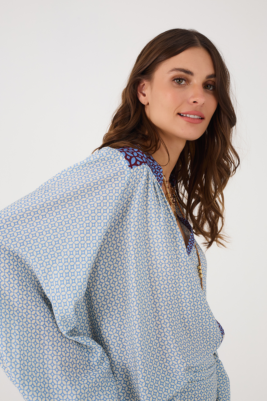 Tile Button Blouse (8338489901264)
