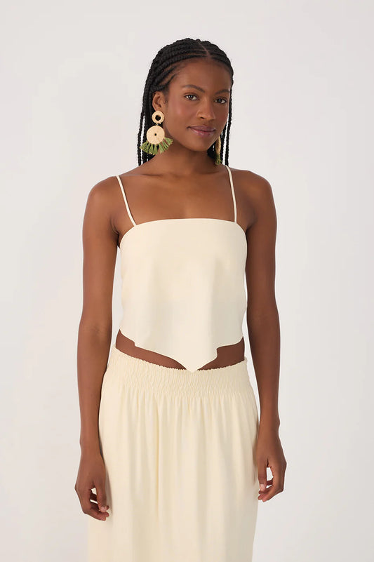 Square Neck Straps Linen Top