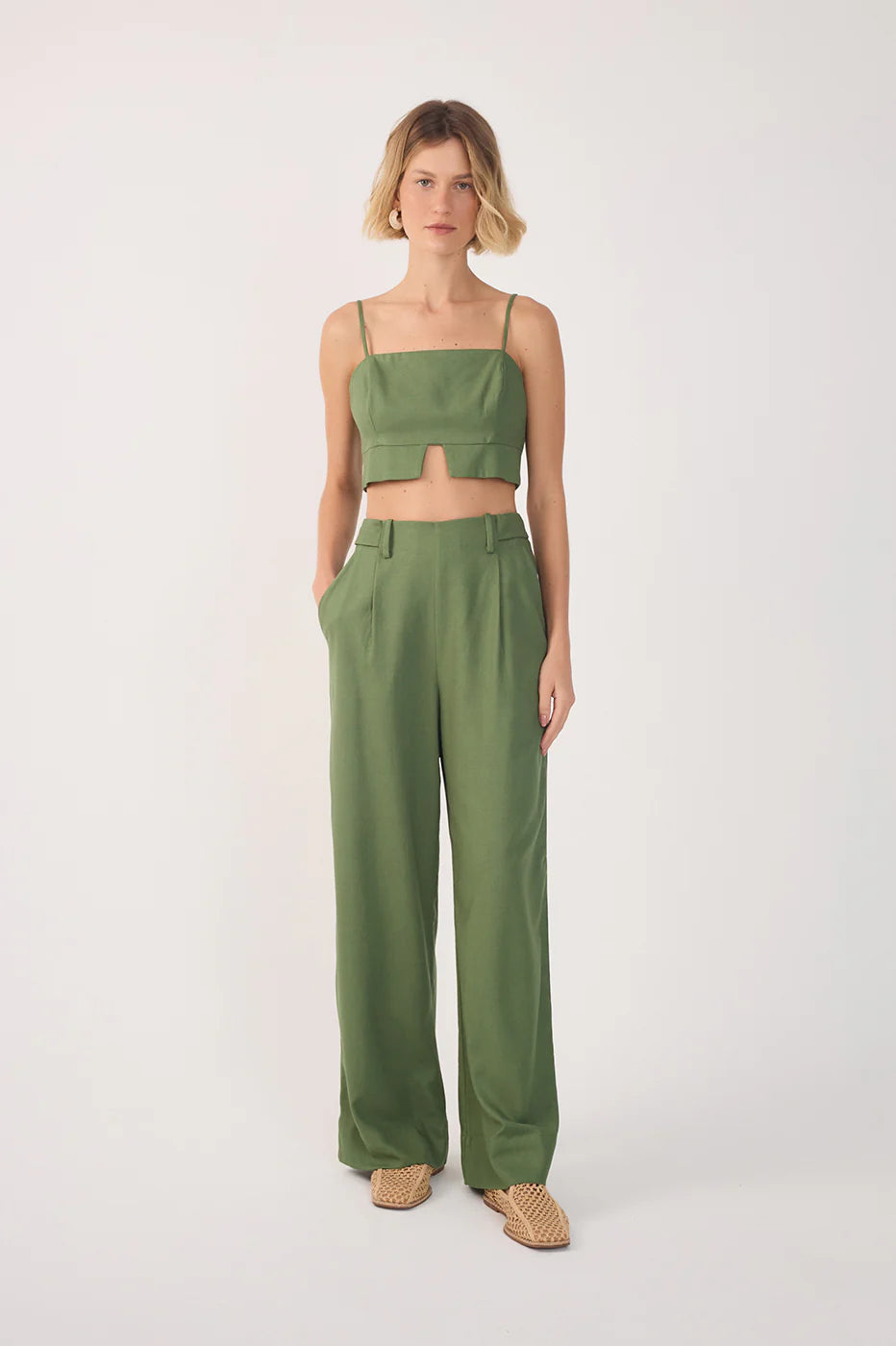 Pockets Belt Loops Linen Pants