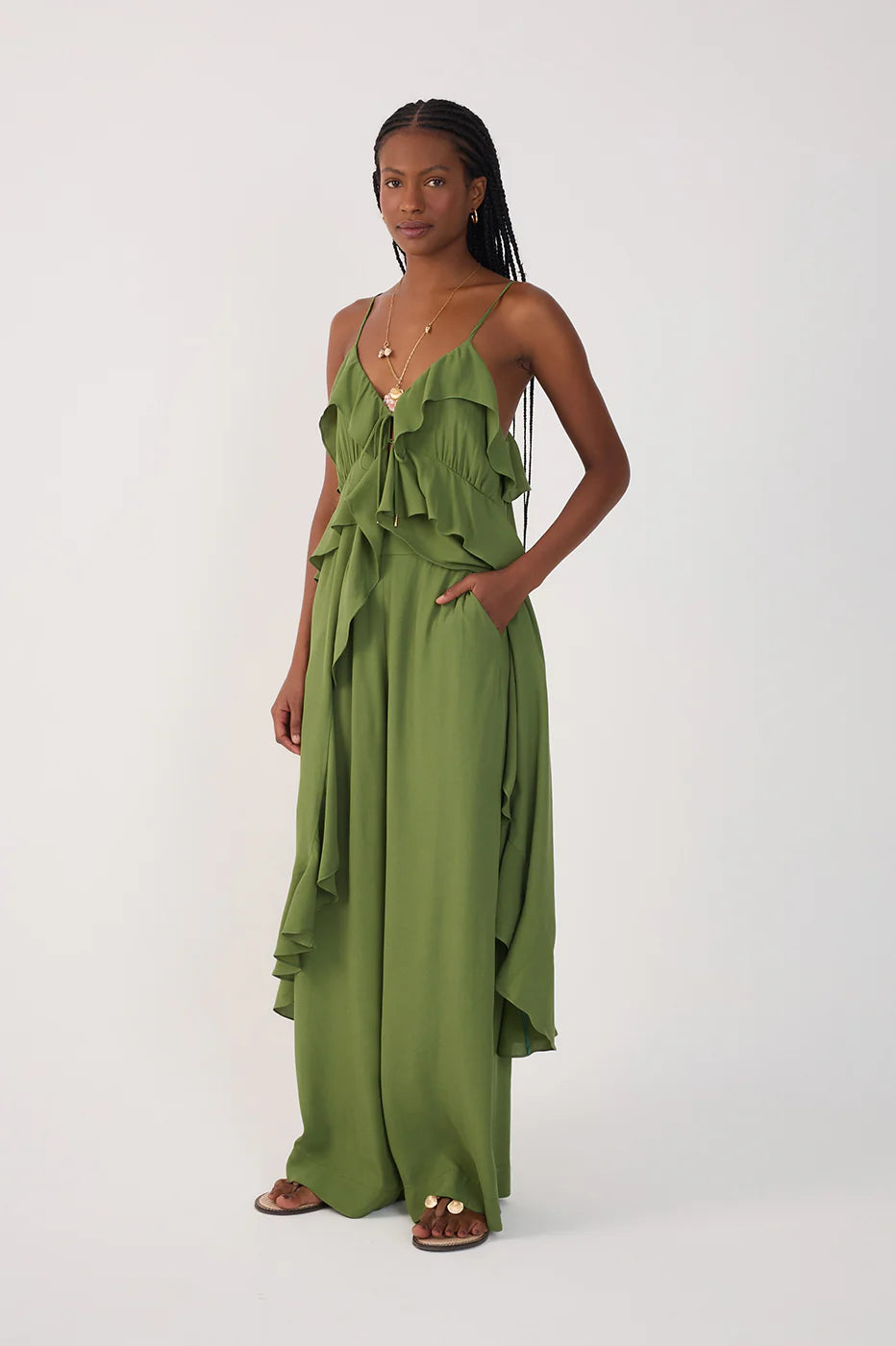 Wide-Leg Crepe Pants