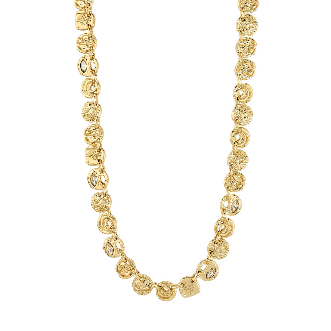 FIRE recycled coins & crystal necklace