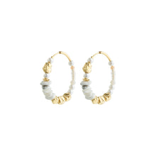 Load image into Gallery viewer, Force gold-plated hoops with white turquoise (8046274642128)
