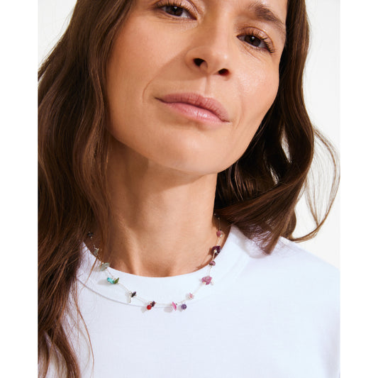 Ici Collier Plaqué Argent/Multi
