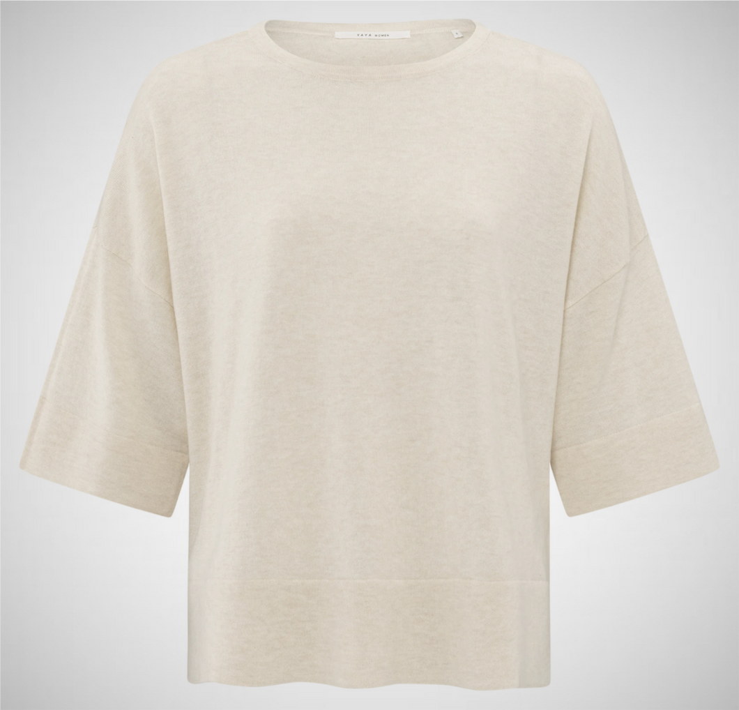 Oversize Fine Knitted Short Sleeve T-Shirt (8255629328592)