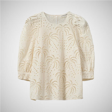 Load image into Gallery viewer, Eyelet Embroidered Puff Sleeve Blouse (8257186070736)
