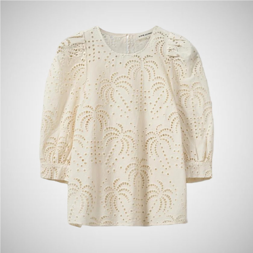 Eyelet Embroidered Puff Sleeve Blouse (8257186070736)