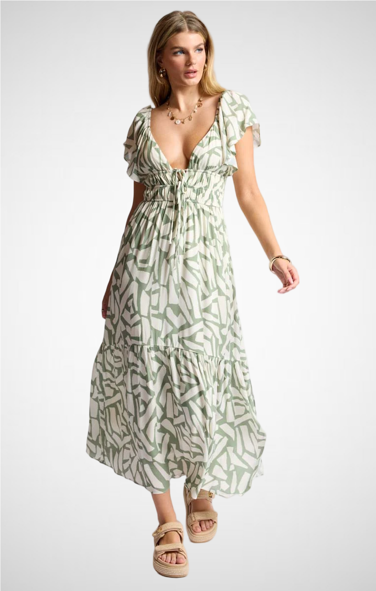 Al Fresco Ruffle Ruched Maxi Dress (8257247215824)