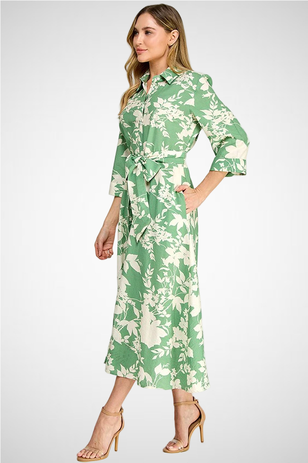 Floral Printed Shirt Dress (8259956703440)
