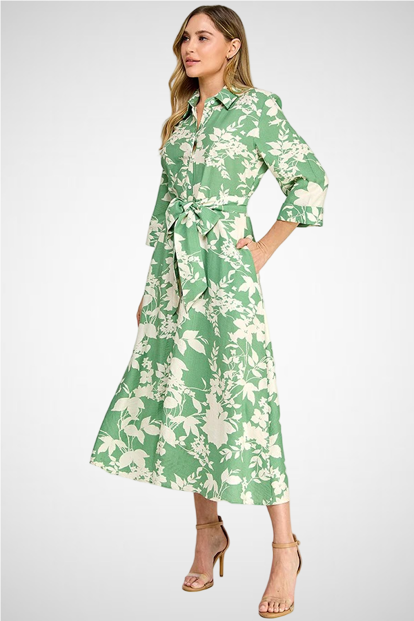 Floral Printed Shirt Dress (8259956703440)