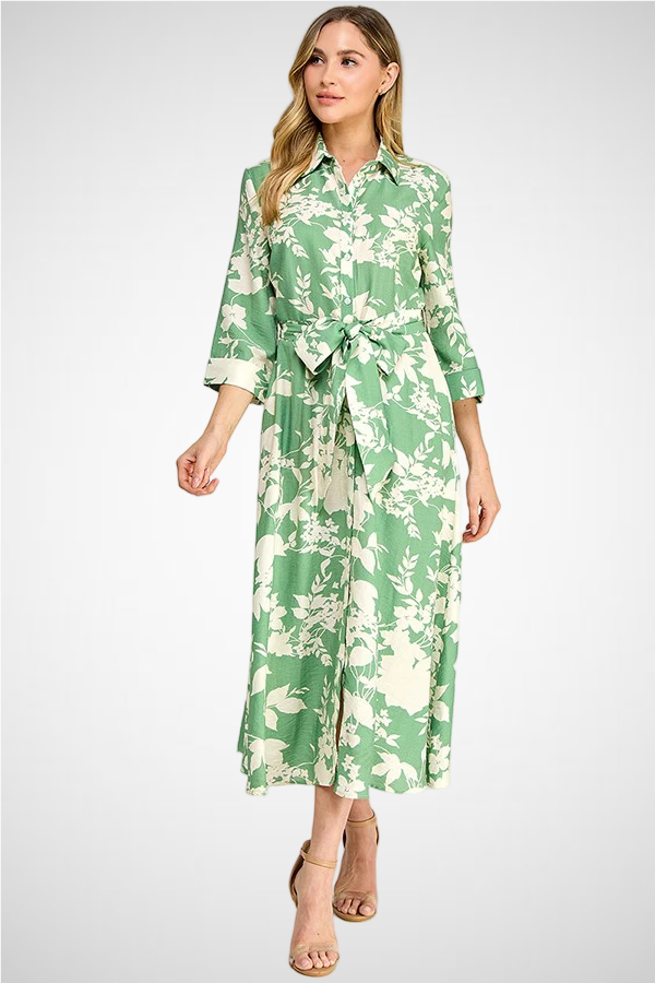 Floral Printed Shirt Dress (8259956703440)