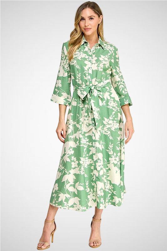 Floral Printed Shirt Dress (8259956703440)
