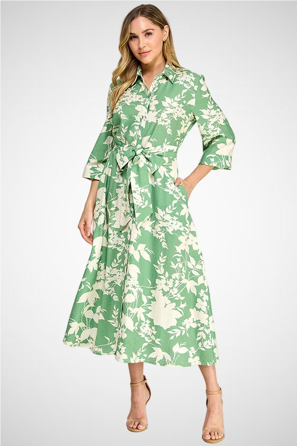 Floral Printed Shirt Dress (8259956703440)