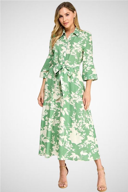 Floral Printed Shirt Dress (8259956703440)